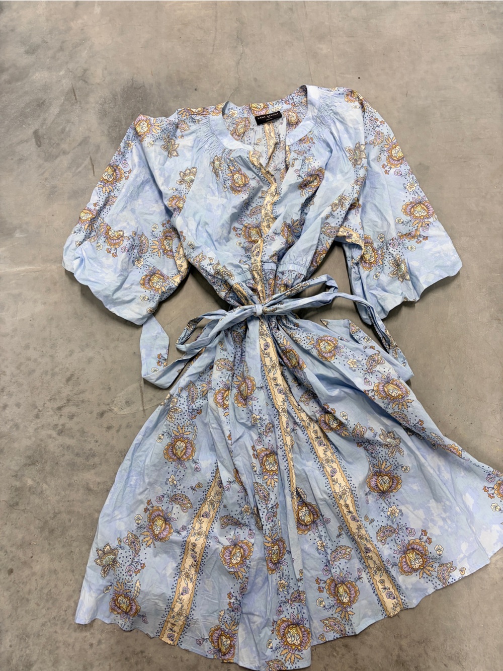 Lane Bryant Light Blue Floral Maxi Dress with Gold Accents